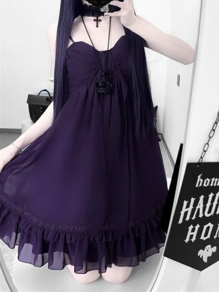 French Vintage Floral Midi Dress - فستان ميدي أنيق بتصميم هالتر من