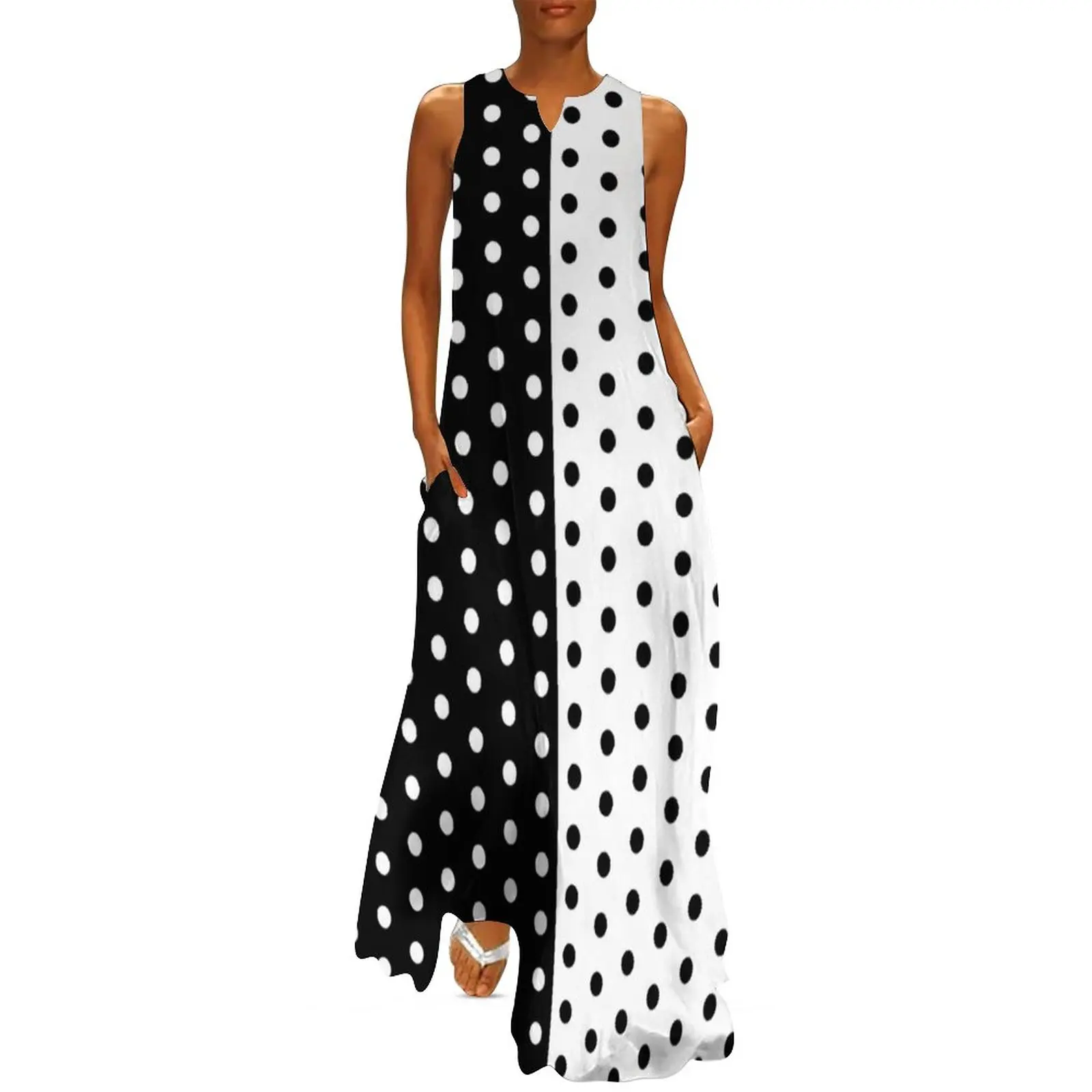 Boho Summer Beach Maxi Dress - فستان ريترو ذو لونين ربيعي أسود