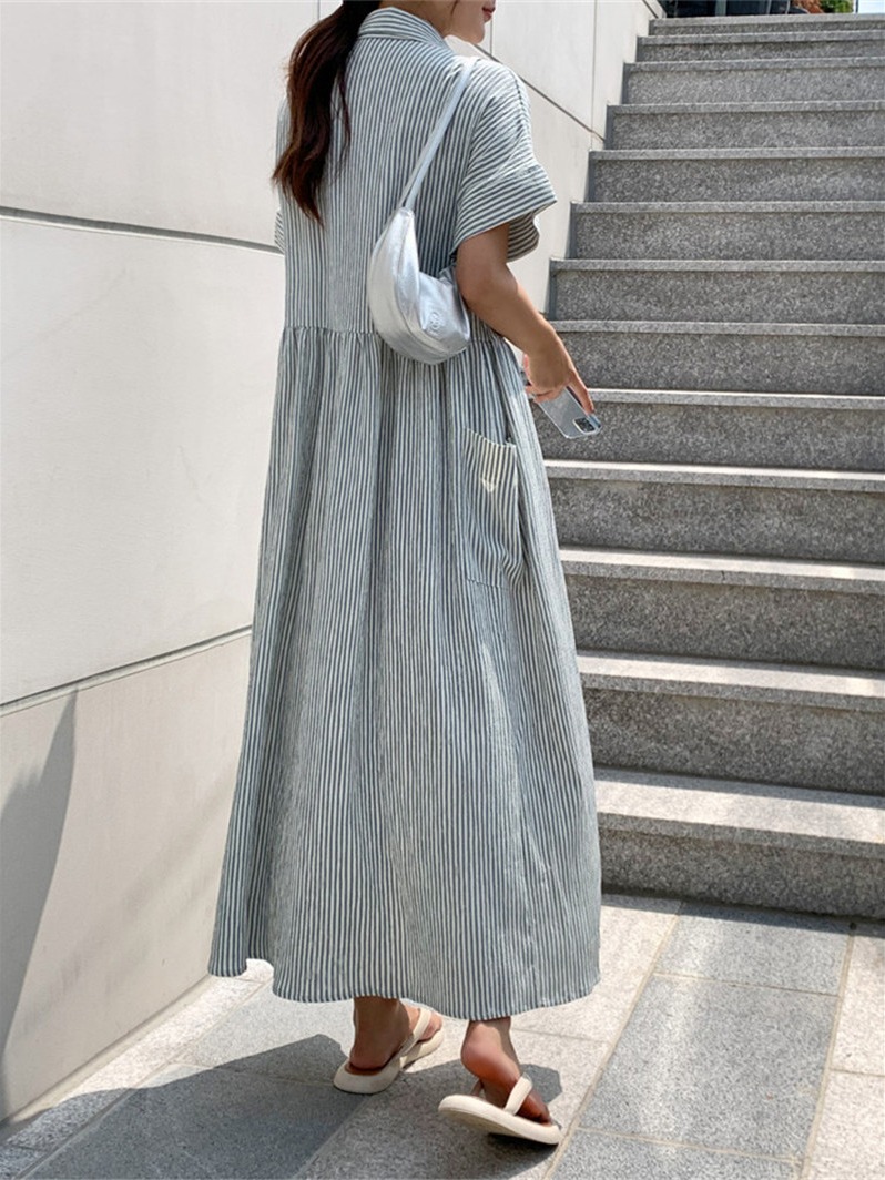 فستان قميص نسائي بتصميم كوري ع - مراجعة Korean Style A Line Shirt Dress وسعره