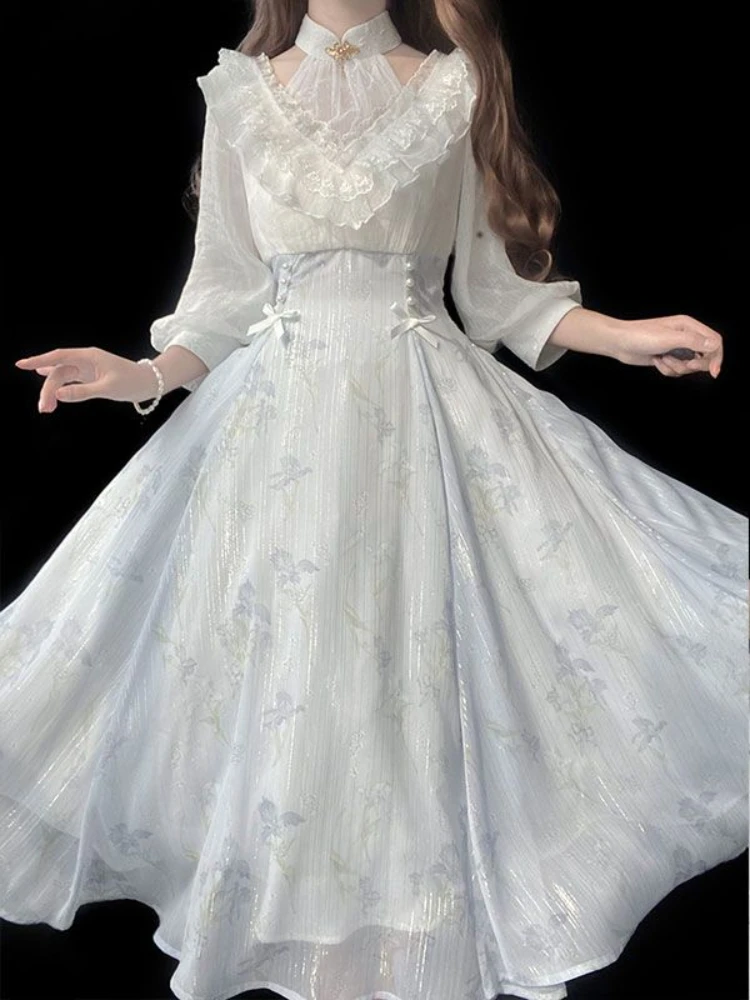 فستان نسائي بقطعة واحدة بنقشة  - مراجعة French Vintage Floral Midi Dress وسعره