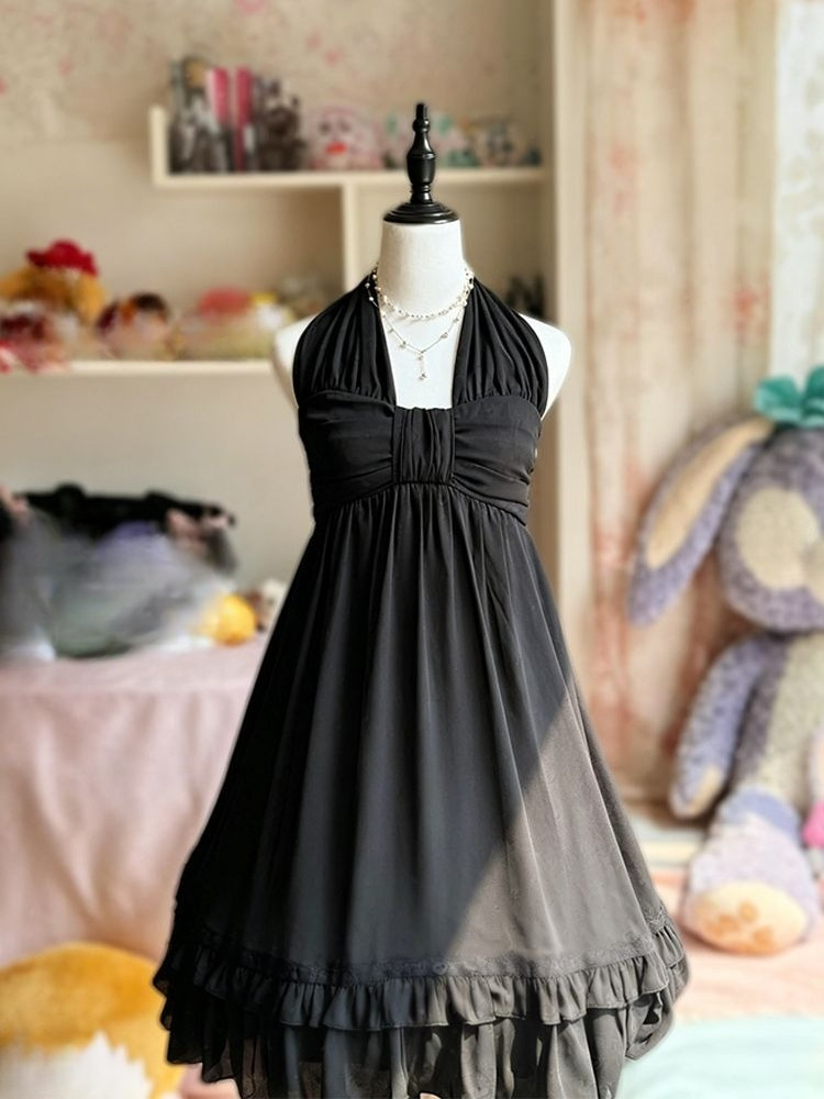 فستان ميدي أنيق بتصميم هالتر م - مراجعة French Vintage Floral Midi Dress وسعره