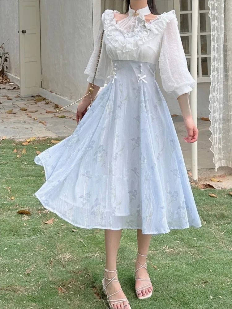 فستان نسائي صيفي أنيق فرنسي عت - مراجعة French Vintage Floral Midi Dress وسعره