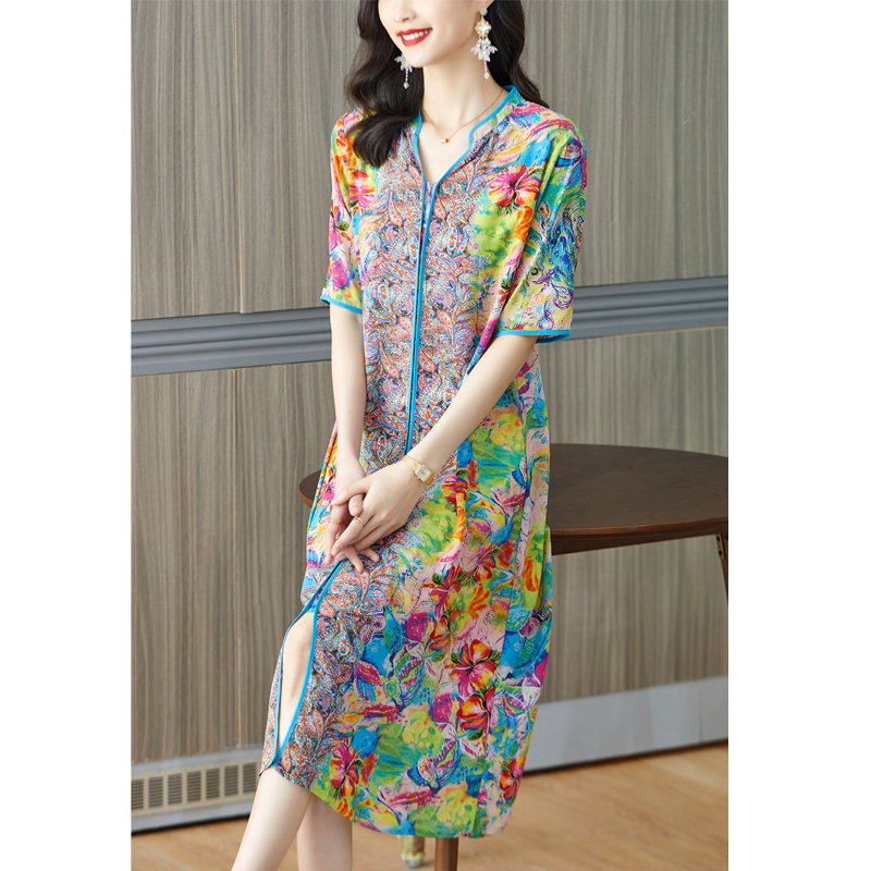 فستان متوسط الطول حريري ملبري  - مراجعة French Vintage Floral Midi Dress وسعره