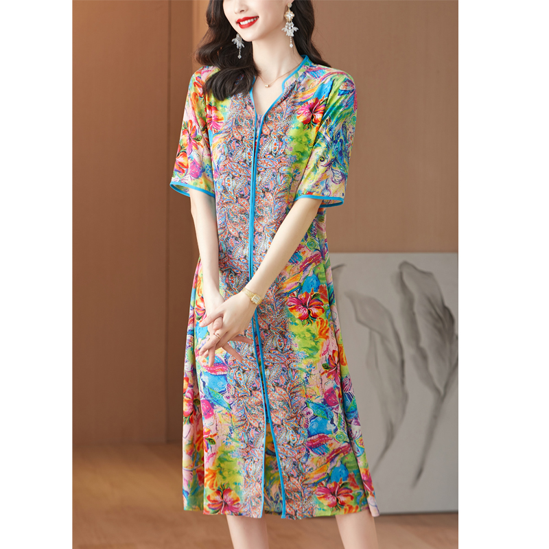 فستان متوسط الطول حريري ملبري  - مراجعة French Vintage Floral Midi Dress وسعره