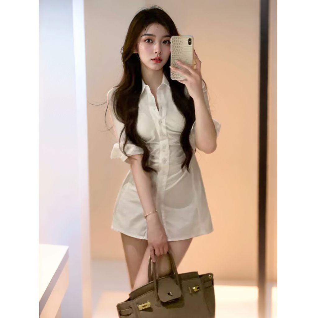 فستان قميص نسائي بتصميم كوري أ - مراجعة Korean Style A Line Shirt Dress وسعره