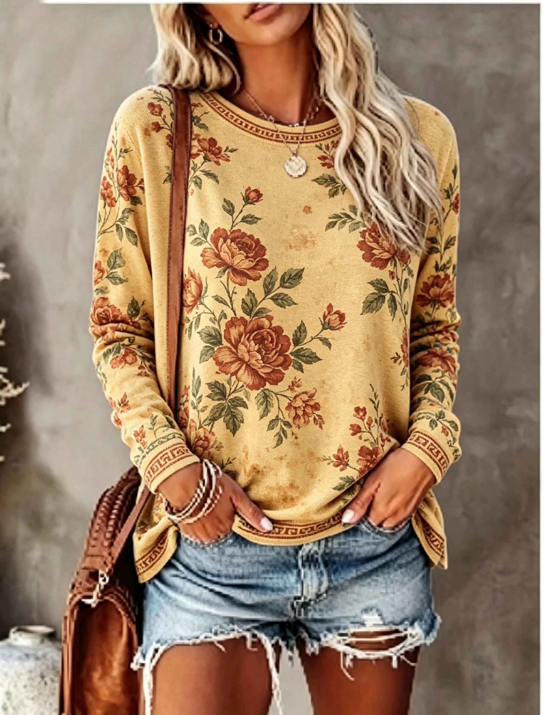 تي شيرت نسائي برقبة دائرية وأك - مراجعة Blouses وسعره